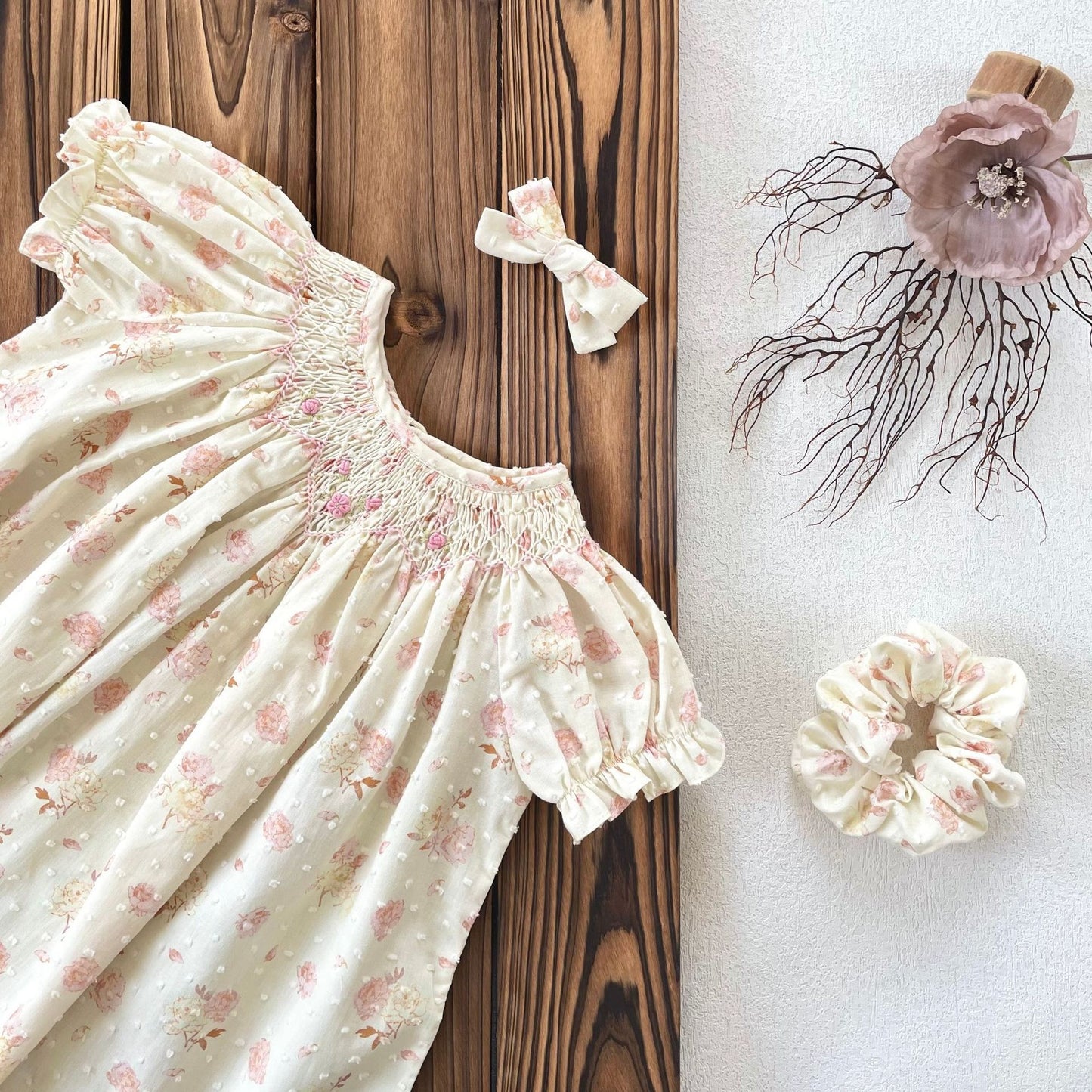 Hand-Smocked Floral Bishop Dress | Pre-Order | Sizes 12M–6T