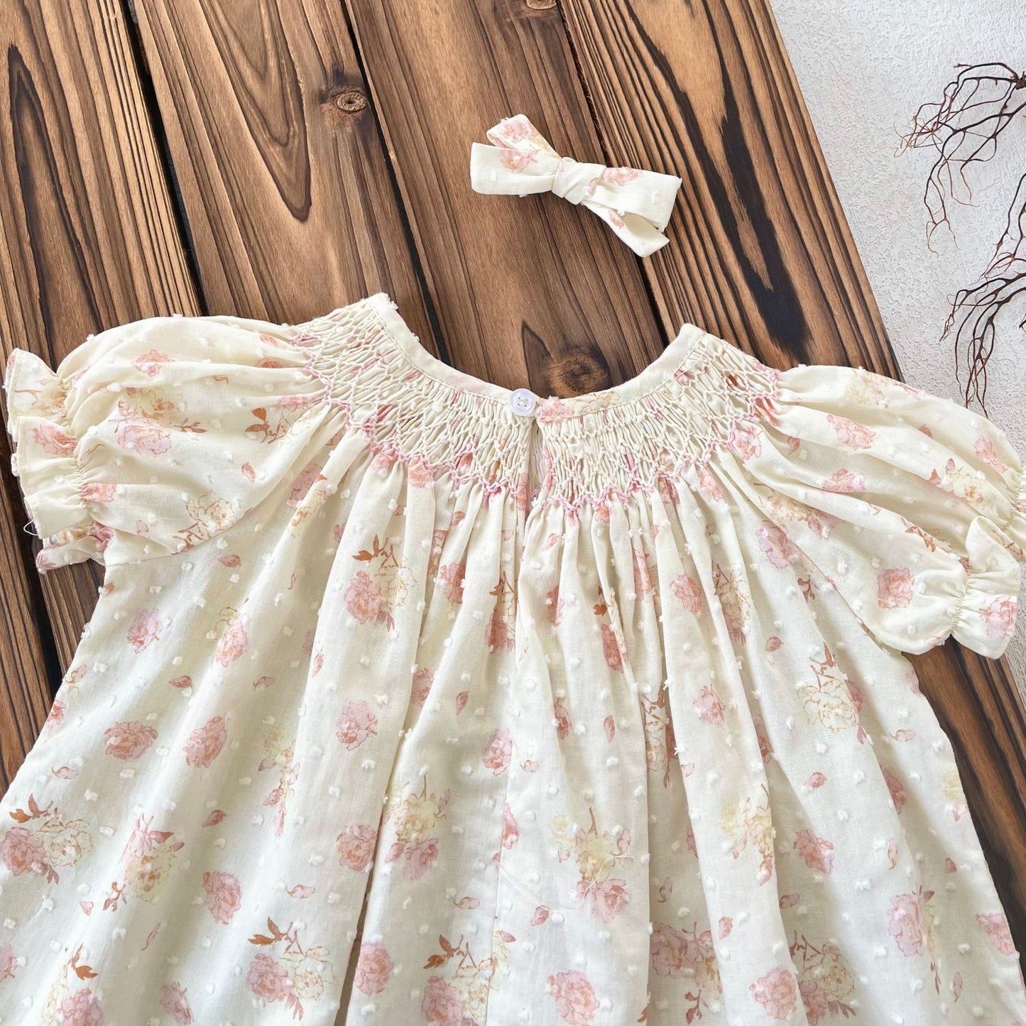 Hand-Smocked Floral Bishop Dress | Pre-Order | Sizes 12M–6T
