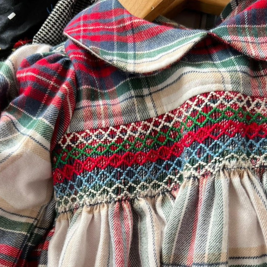 Brushed Plaid Smocked Sibling Set,6M to 7T.