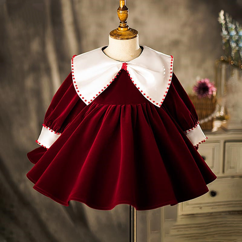 Joyful Burgundy Holiday Season Baby Dress,12M to 6T. 12M Joyful Burgundy Holiday Season Baby Dress,12M to 6T. 12M