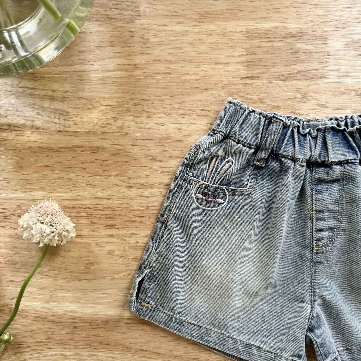 Vintage Floral Cotton Top & Denim Shorts Set (2T–6T)