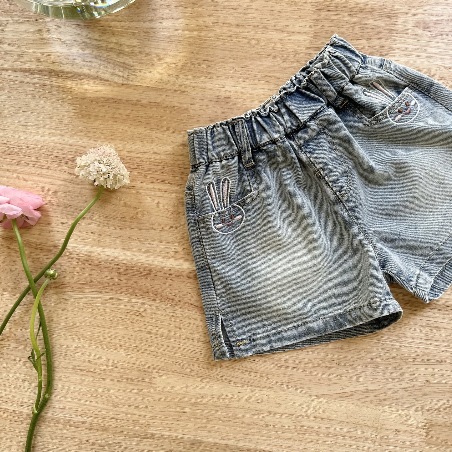 Vintage Floral Cotton Top & Denim Shorts Set (2T–6T)