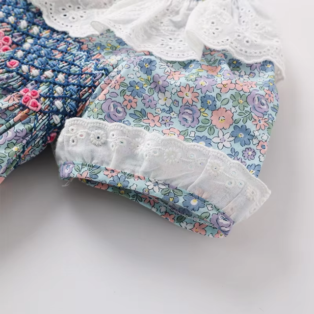 Liberty Blue Hand-Smocked Dress,2T–6T