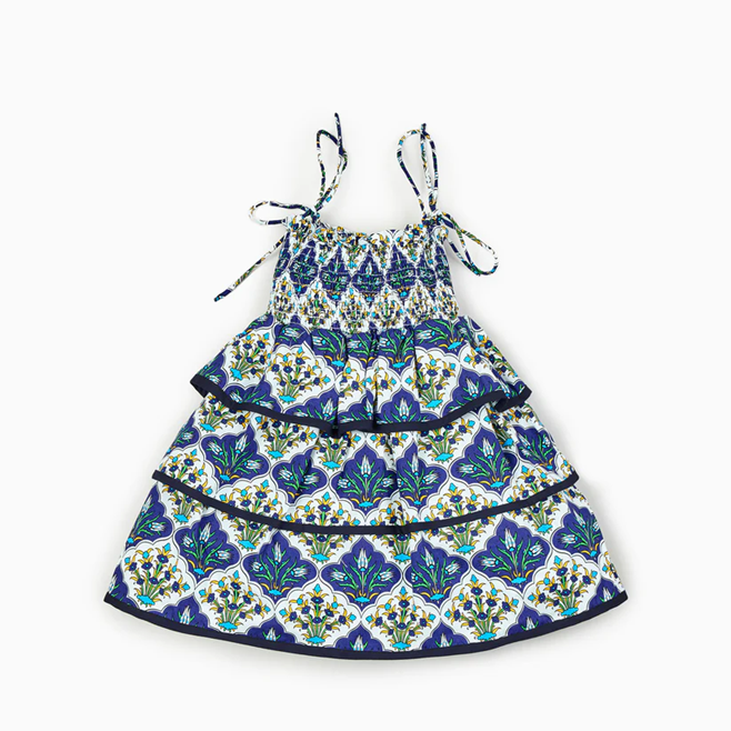 Mediterranean Majolica Print Dress,6M to 6T