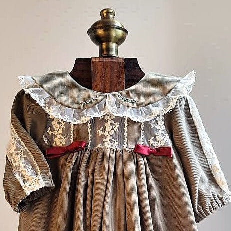 Olive Green Corduroy Dress,6M to 12T.