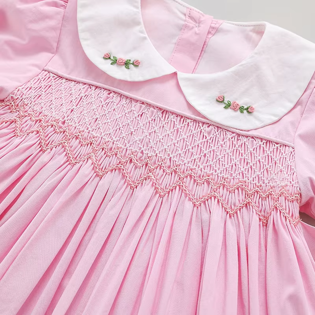 Blush Pink Hand-Smocked Dress,2T–6T