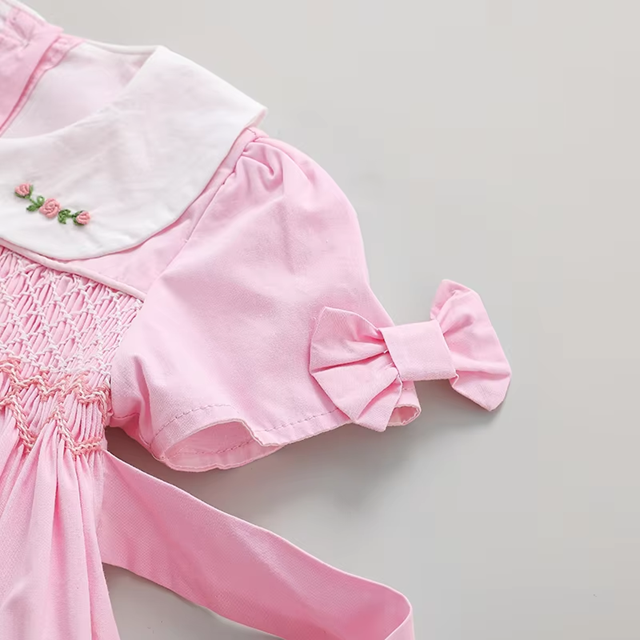 Blush Pink Hand-Smocked Dress,2T–6T