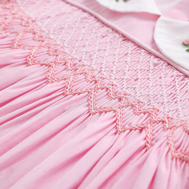 Blush Pink Hand-Smocked Dress,2T–6T