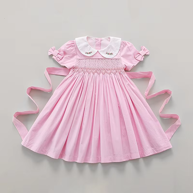 Blush Pink Hand-Smocked Dress,2T–6T