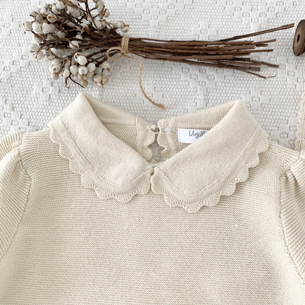 Peter Pan Collar Sweaters,Beige/Pink