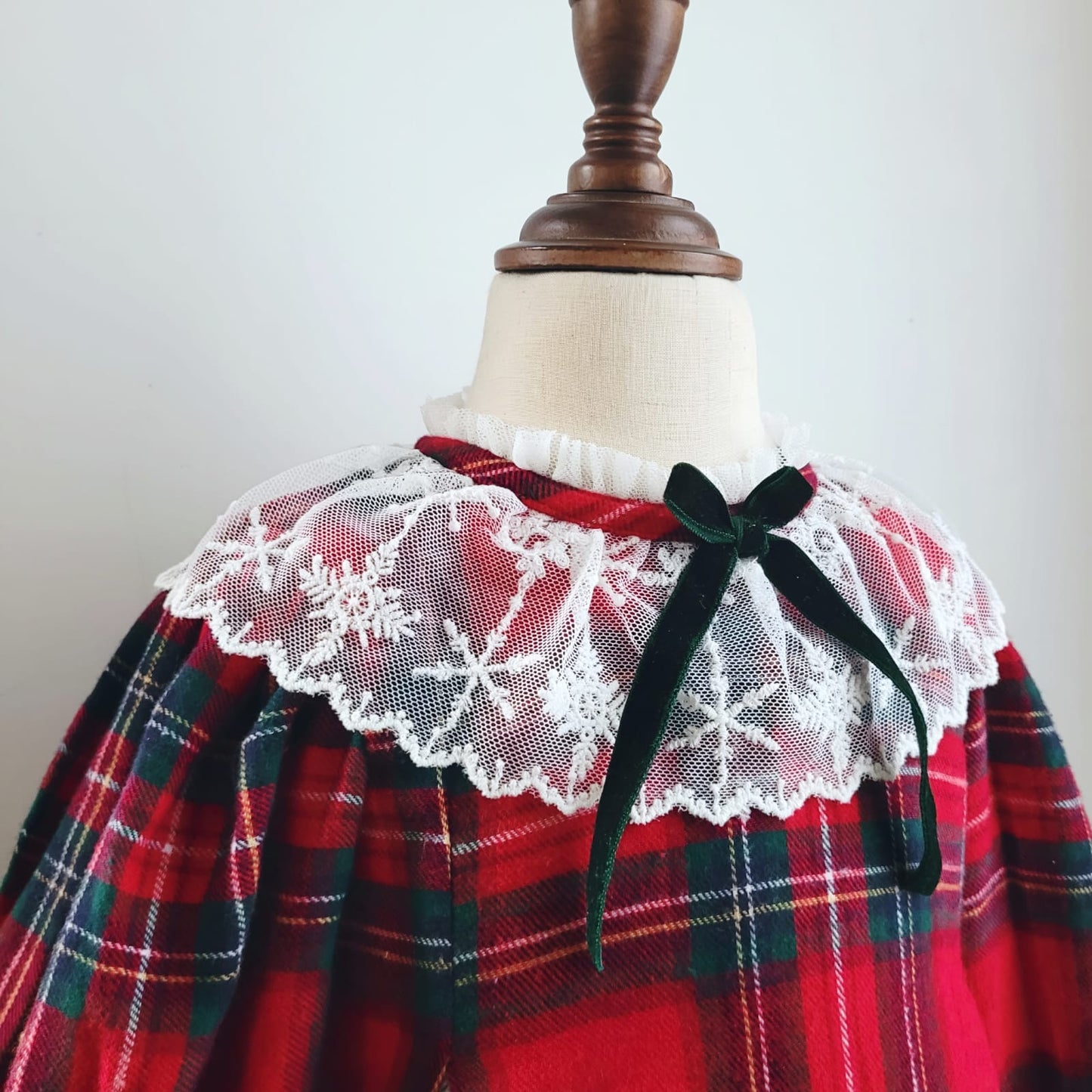 Red Tartan Lace Holiday Dress,12M to 8T