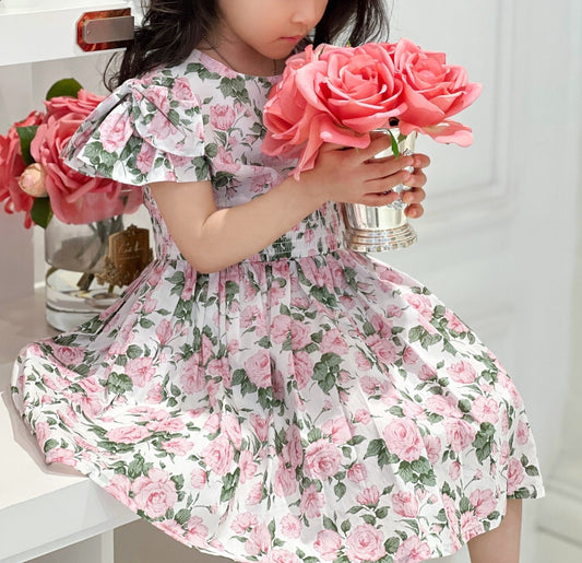 French Pastoral Floral Dress,3T to 10T