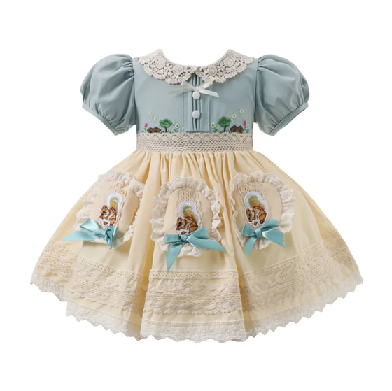 Whimsical Garden Handcrafted Dress,2T-7T