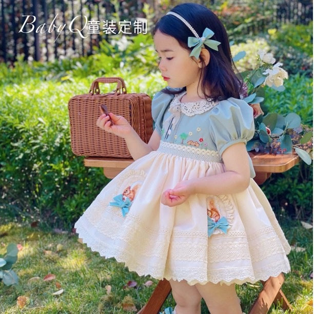 Whimsical Garden Handcrafted Dress,2T-7T