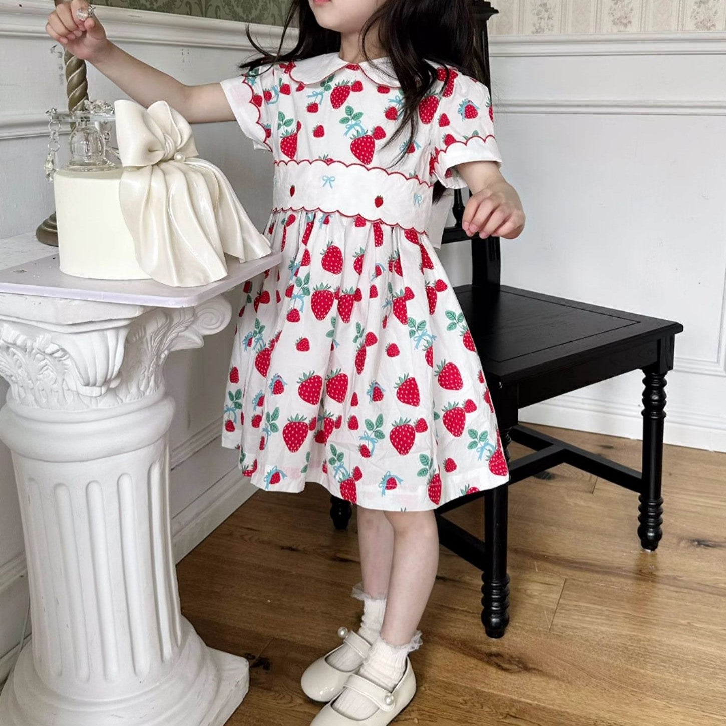 Cute Strawberry Embroidered Dress,2T to 7T. 5T Cute Strawberry Embroidered Dress,2T to 7T. 5T