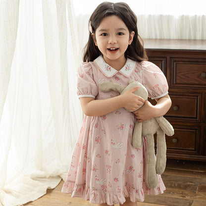 Cute Swan Bow Dress,12M to 6T.