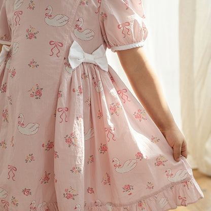 Cute Swan Bow Dress,12M to 6T.