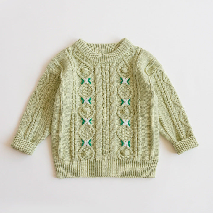 Hand-Embroidered Cotton Cardigan,2T-6T