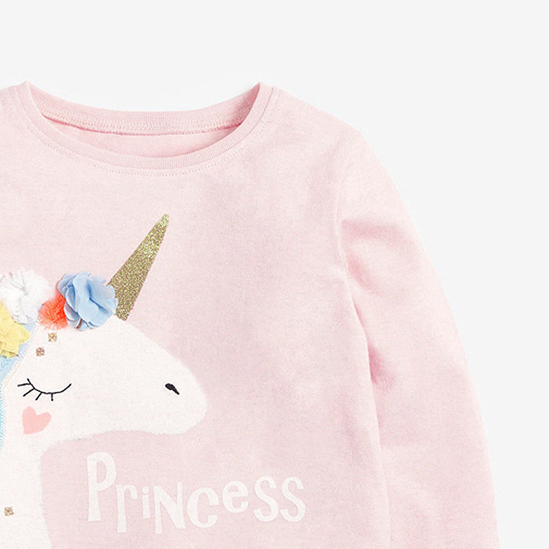 Unicorn "Princess" Long Sleeve T-Shirt,2T to 7T