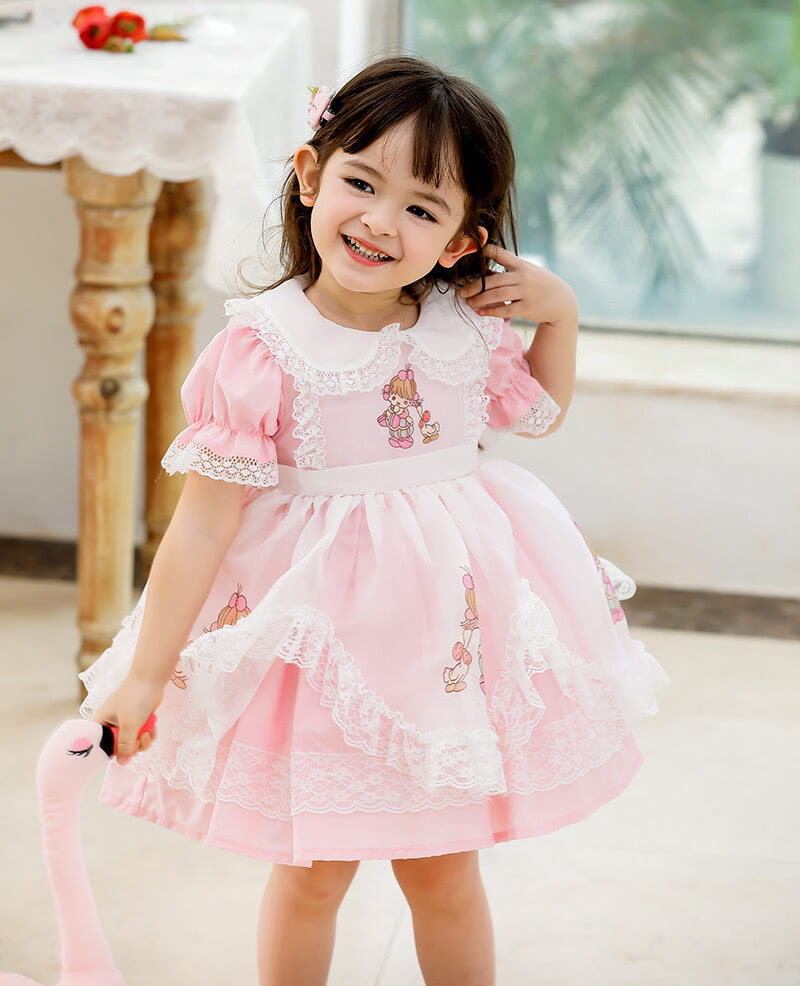 Vintage Whispering Flamingo Dress,2T to 5T.