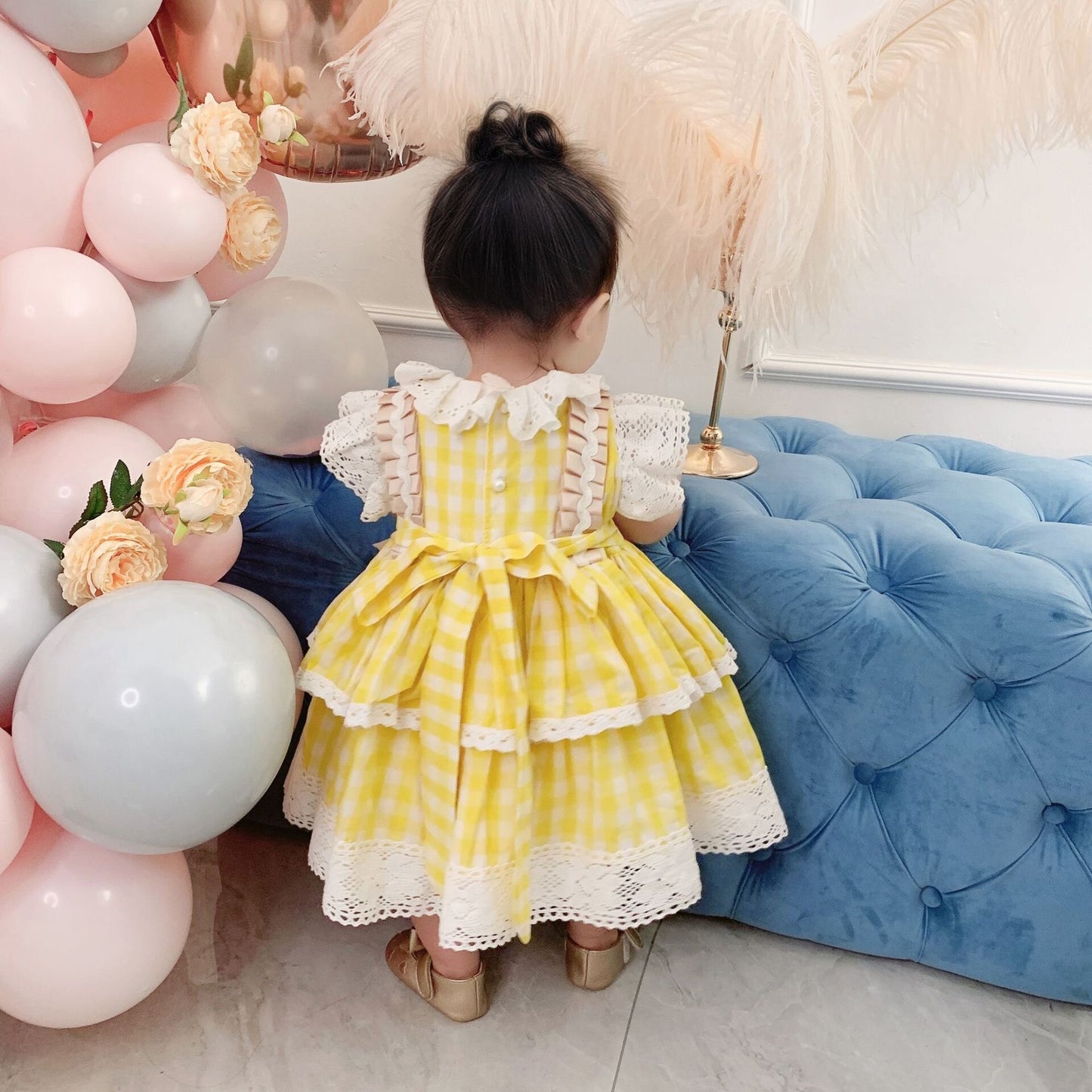 Pretty Yellow Easter Bunny Dress,2T to 6T.