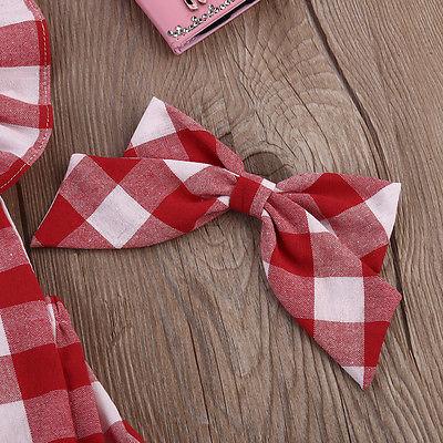 Girls Plaid Ruffles Romper Jumpsuit - Dream Town Store