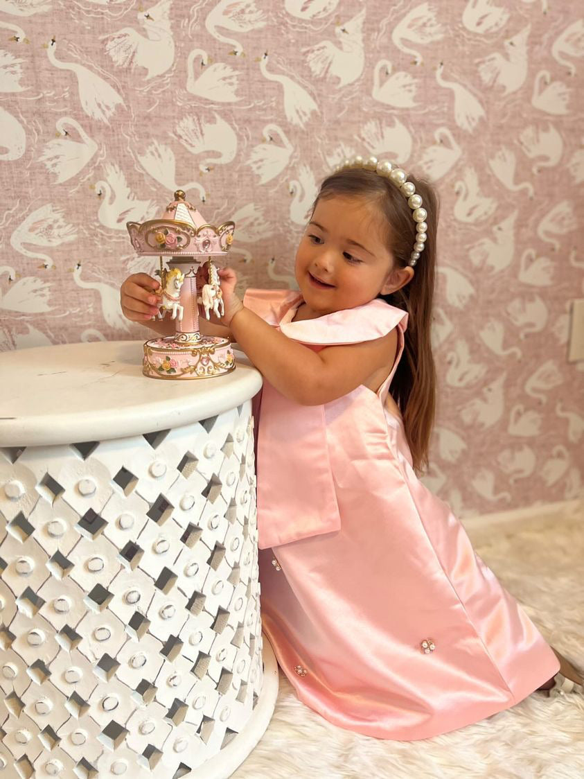 Red/Pink Sleeveless Dress With Pearls,12M to 10T.