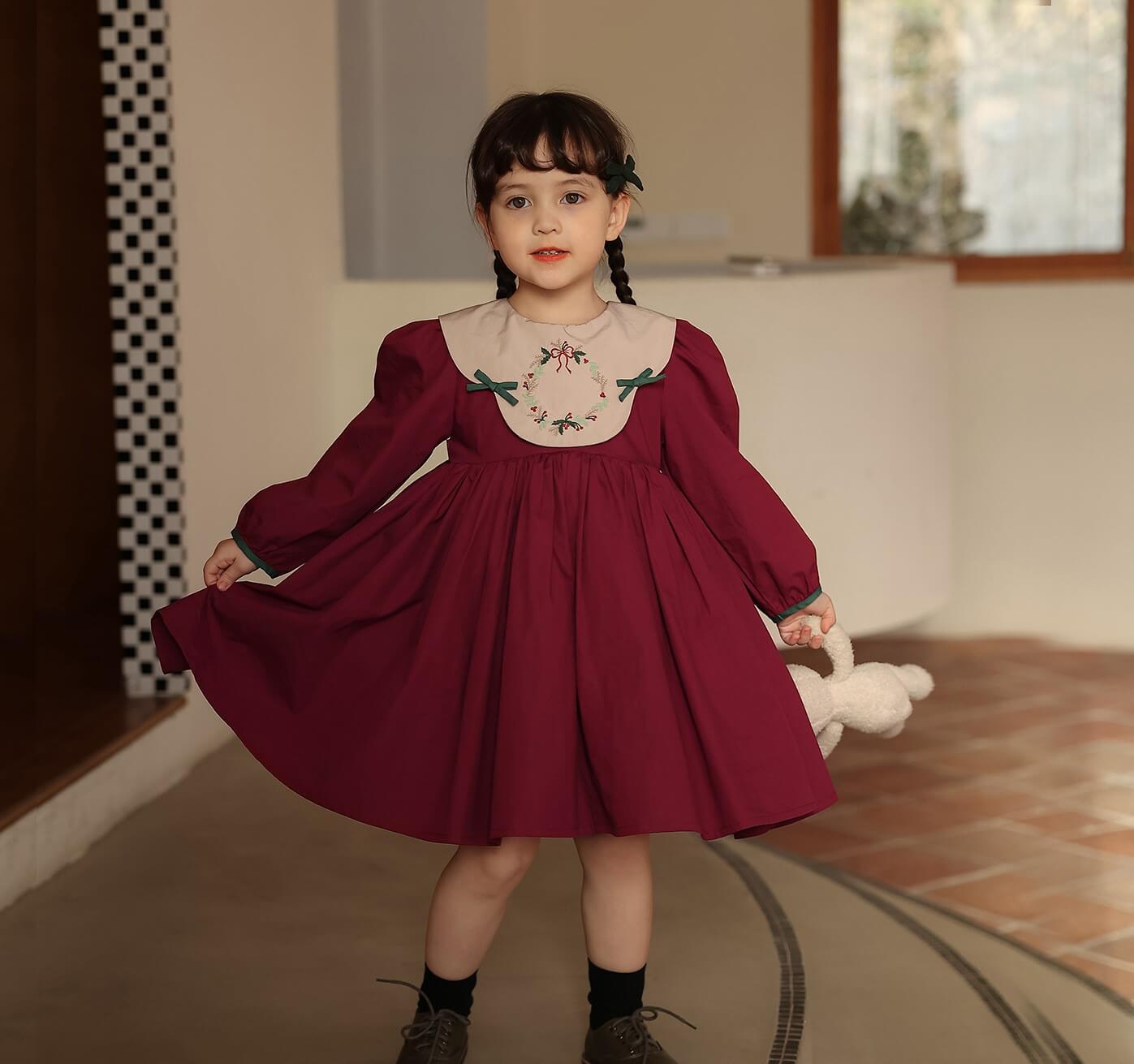 Holidays Embroidered Twirl Dress,12M to 8T.