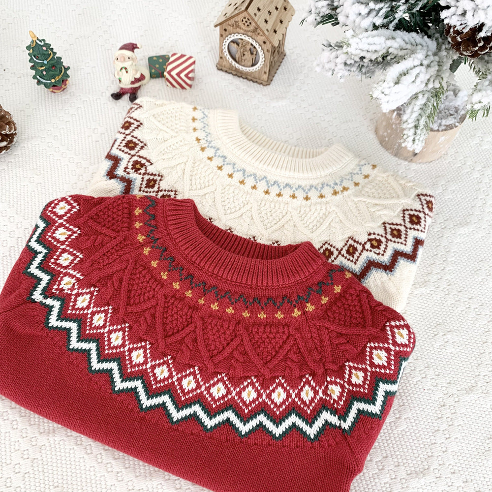 Cute Christmas Unisex Sweater,Red/White,2T to 8T.