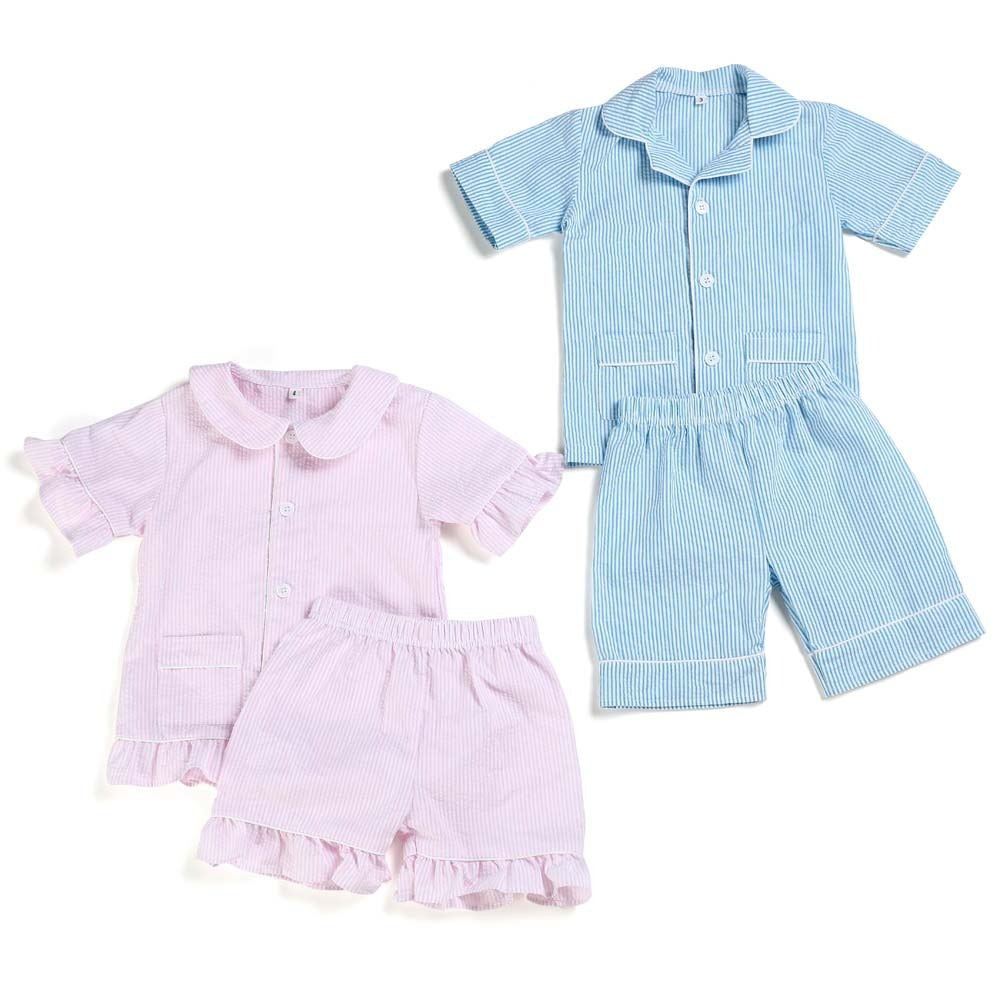 Pink & Blue Matching Seersucker Sibling Set,12M to 12T.