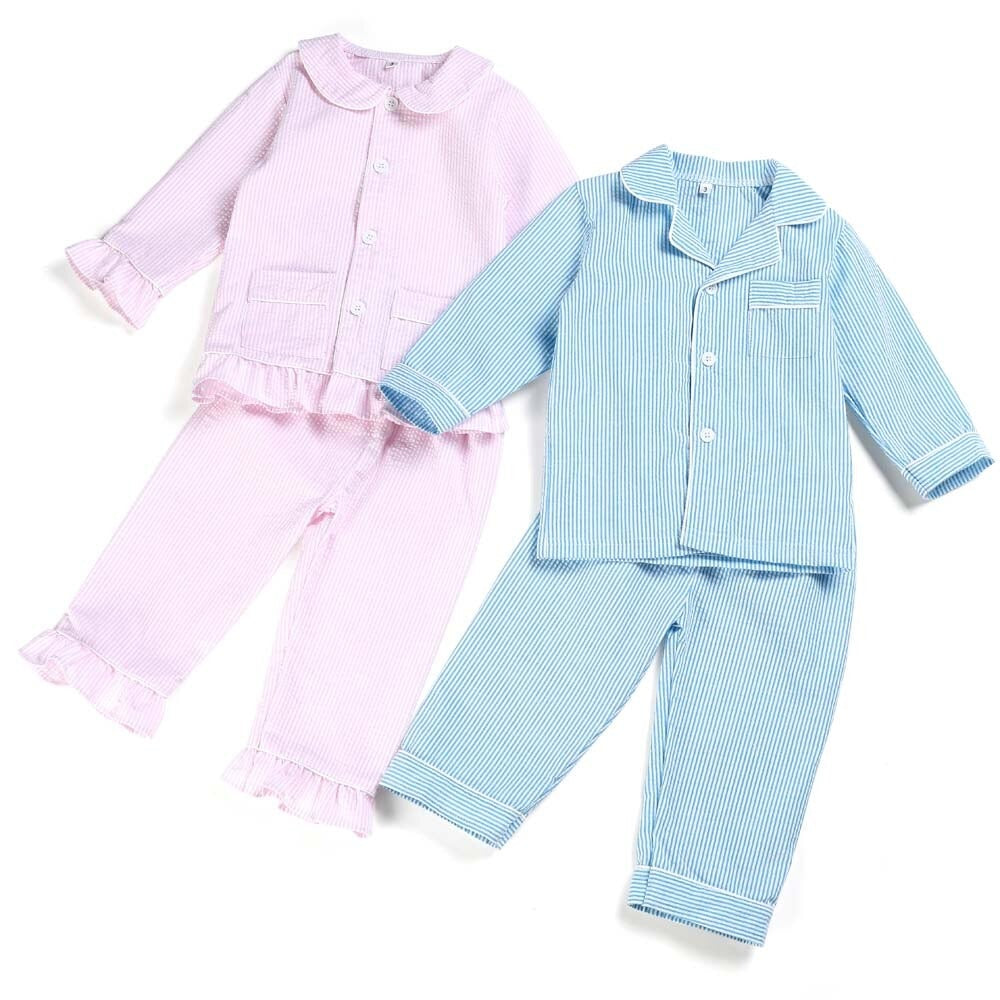 Pink & Blue Matching Seersucker Sibling Set,12M to 12T.