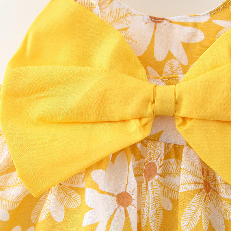 Cute Summer Bow Dress With Hat,9M to 3T.