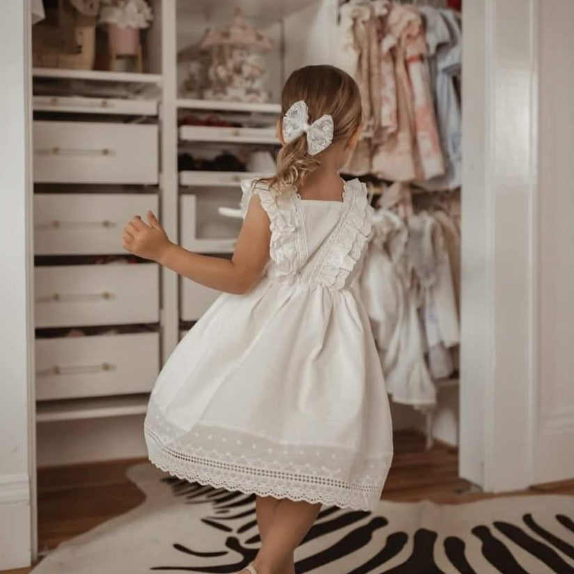 White Summer Lace Dress,2T to 7T.