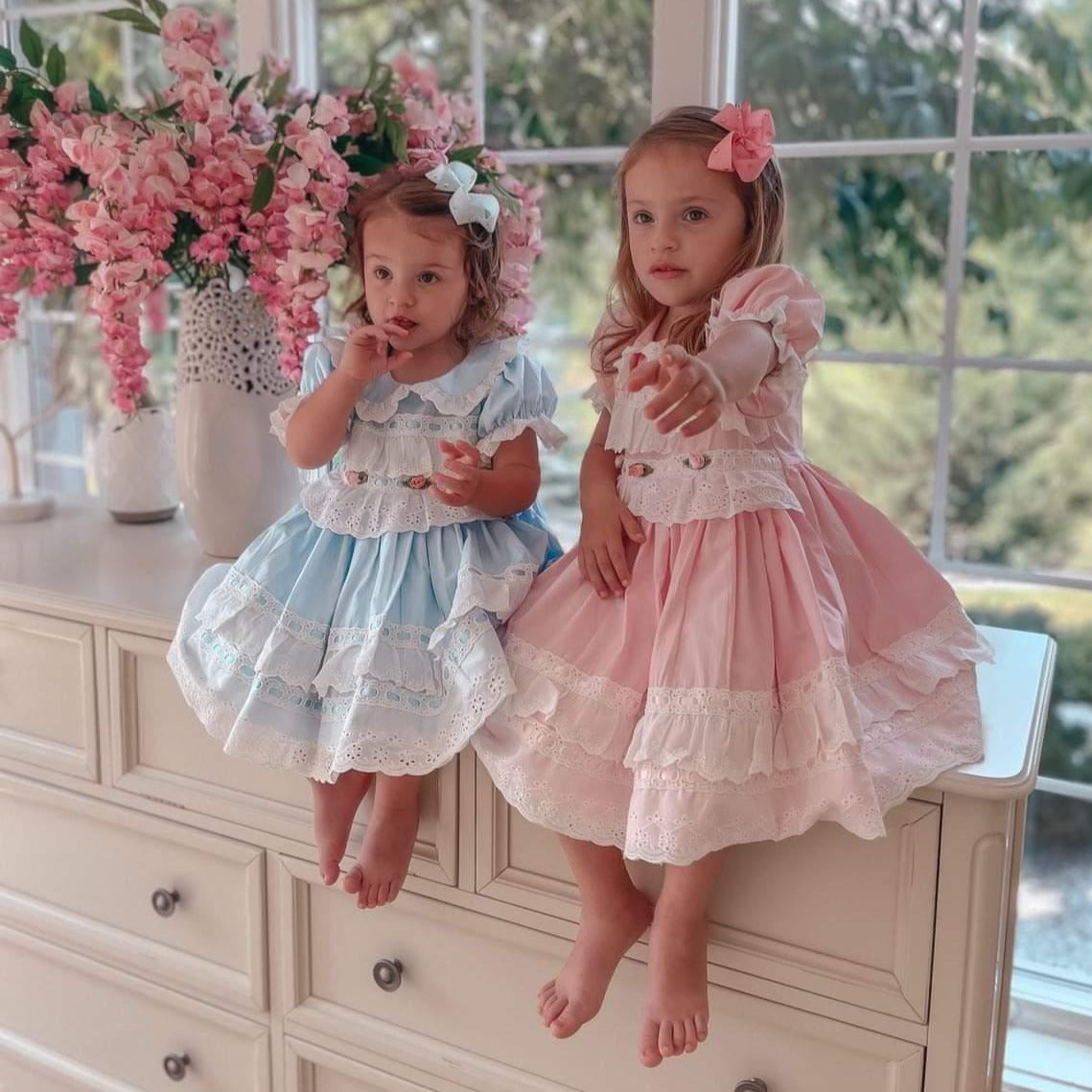 Spanish Lolita Dress, Pink/Blue, 12M to 5T
