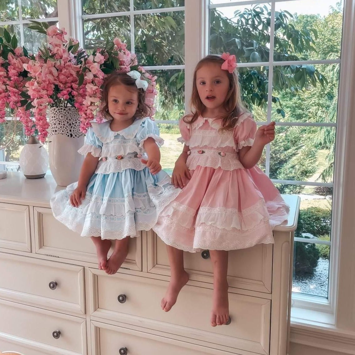 Spanish Lolita Dress, Pink/Blue, 12M to 5T