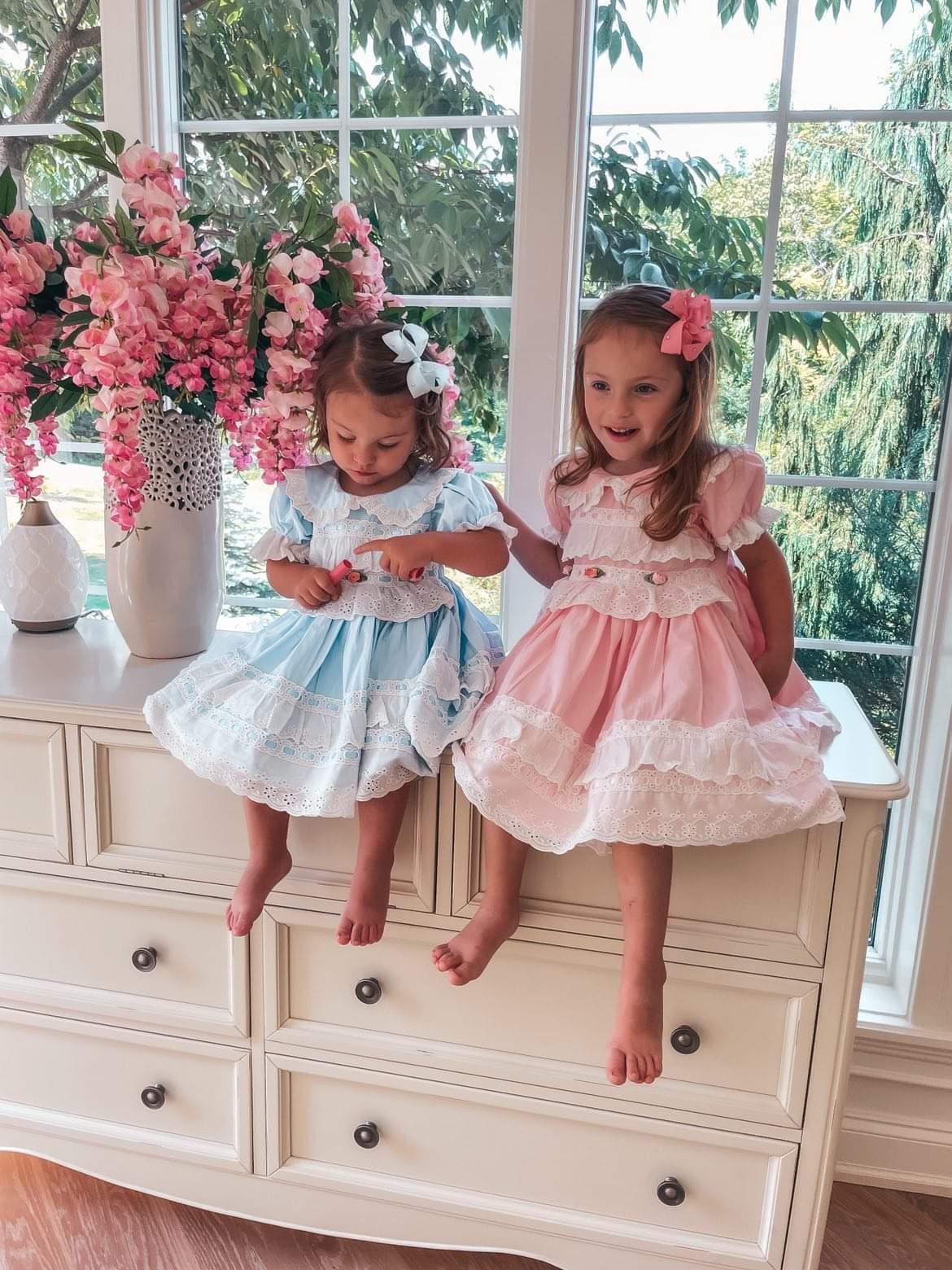 Spanish Lolita Dress, Pink/Blue, 12M to 5T