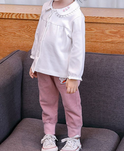 Cute Full Sleeves Top/Shirt, White/Purple,12M to 7T.