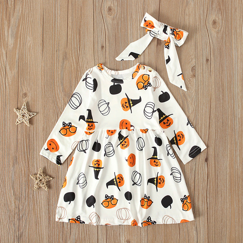 Cute Halloween Print Dress,12M to 6T.