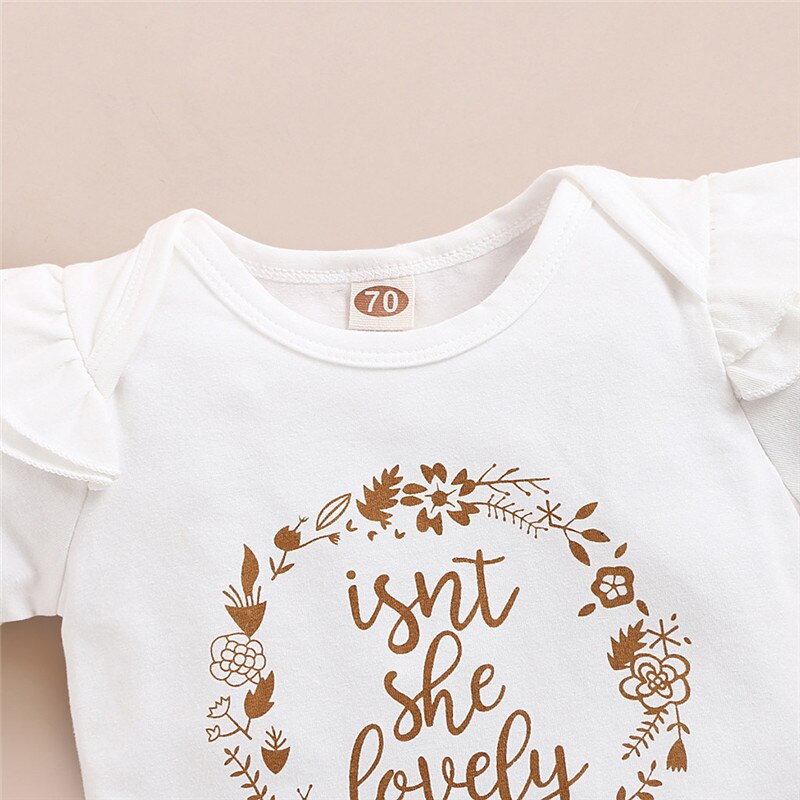 Newborn Letter Print Romper Bodysuit+Dot Pants+Headband.