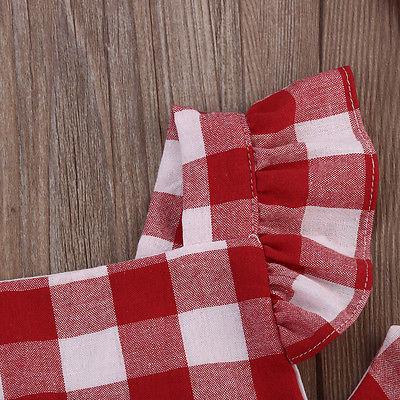 Girls Plaid Ruffles Romper Jumpsuit - Dream Town Store