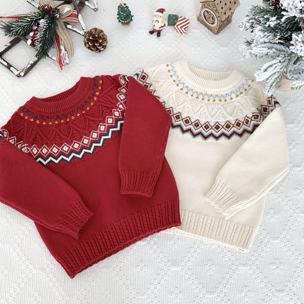 Cute Christmas Unisex Sweater,Red/White,2T to 8T.