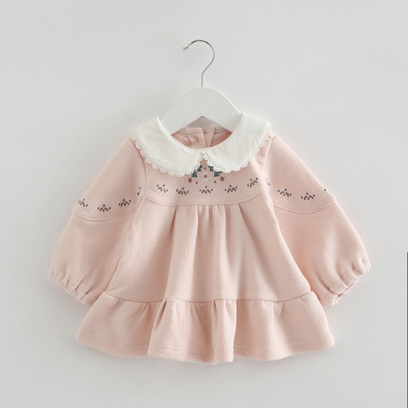 Cute Peter Pan Collar Embroidered Dress,9M to 24M.