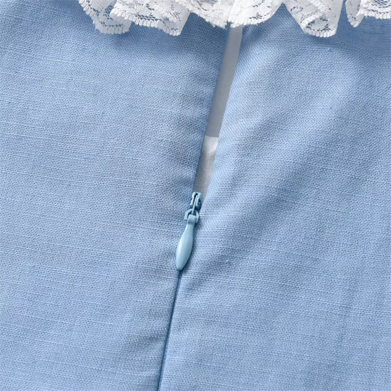 Blue Spanish Summer Dress With Bonnet,9M to 5T.