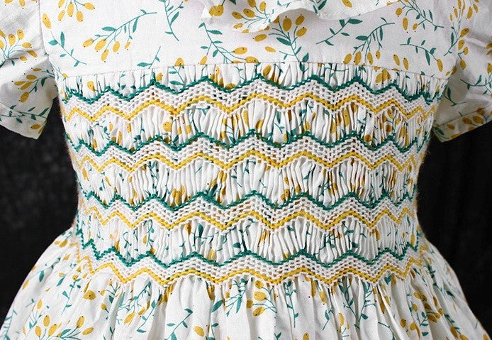 Floral Hand Smocked Dress,12M to 6T.