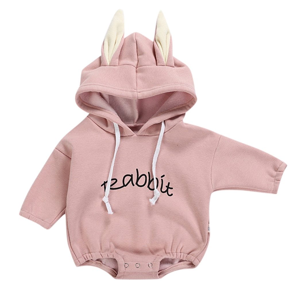 Girl Boy Rabbit Sweatshirt Romper - Dream Town Store