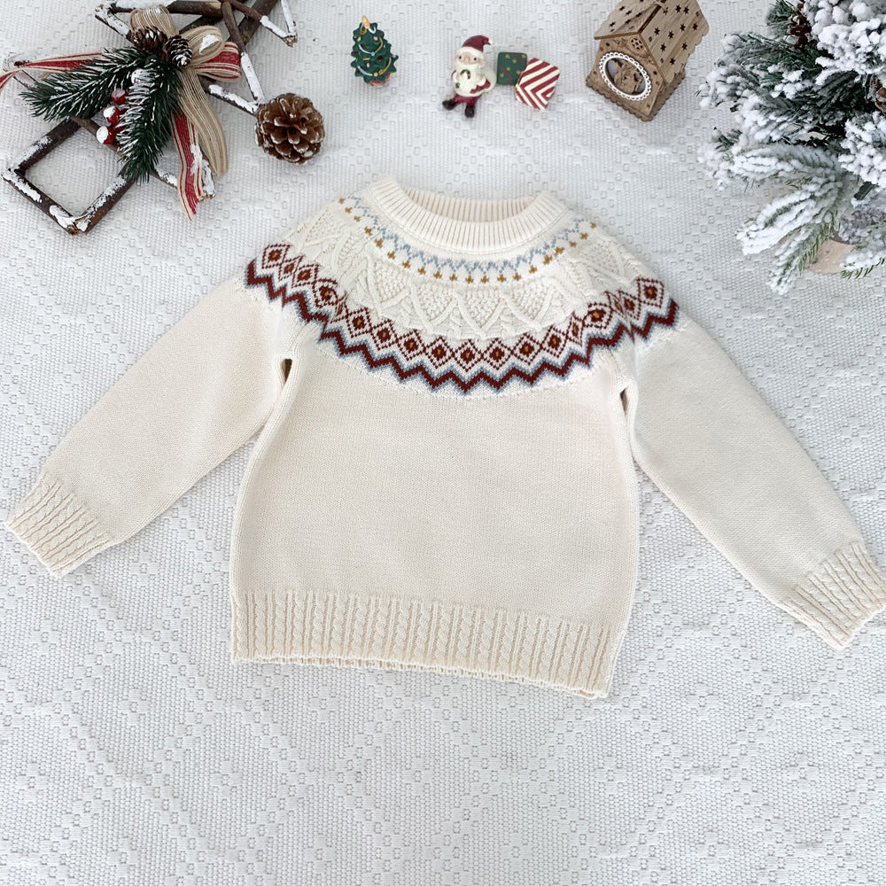 Cute Christmas Unisex Sweater,Red/White,2T to 8T.