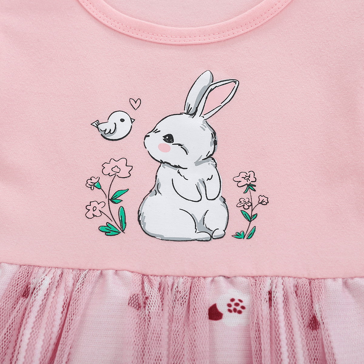 Cute Bunny Print Easter Dress,2T to 6T.