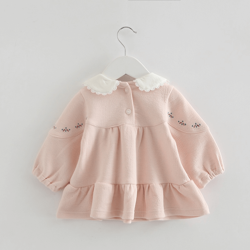 Cute Peter Pan Collar Embroidered Dress,9M to 24M.