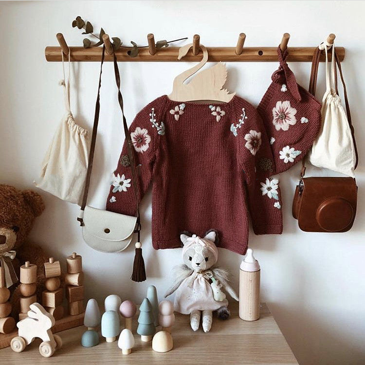 Embroidered Knitted Pullover Sweater,6M to 3T.