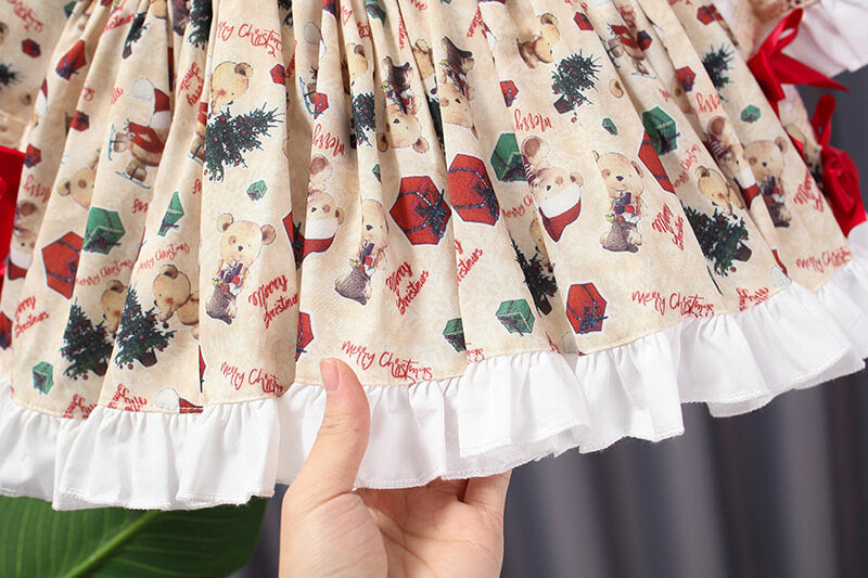 Adorable Christmas Print Lolita Dress,12M to 5T.